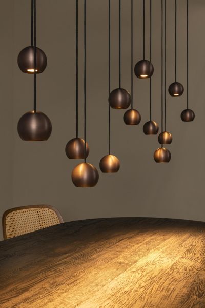 Lucide MONTANA - Pendant light - LED Dim. - CCT - 13x5,7W 2700K/4000K - Suitable for double-height spaces and high ceiling - Coffee - Premium